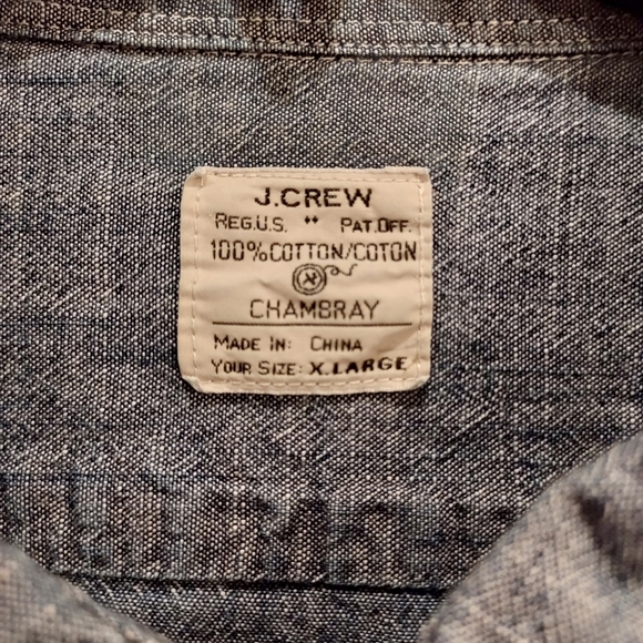 J Crew Button Up Collard Shirt Men Large Blue Denim Chambray Long Sleeve. - Picture 3 of 5